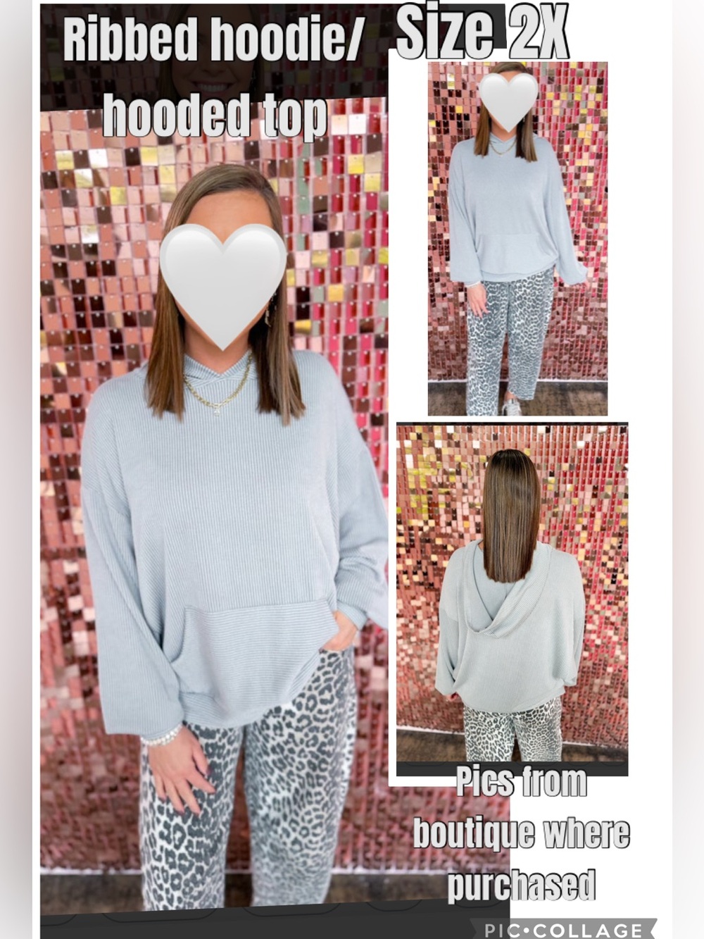 Ribbed Hooded Pullover Sweater - Light gray